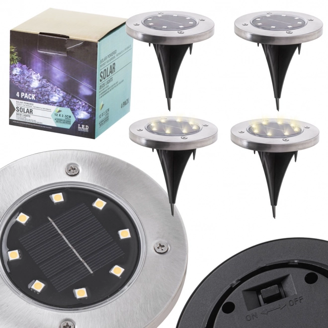 Tuinzonne-verlichting 8 LED 4 stuks - koud wit
