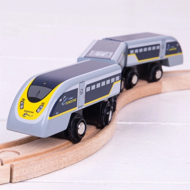 Snelle trein Eurostar E320 met sporen
