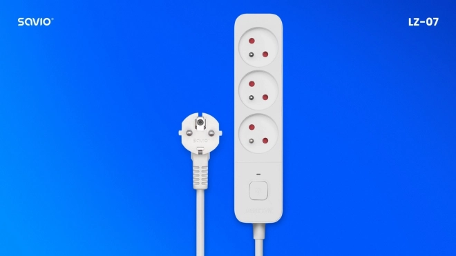 Overspanningsbeveiligingsstrook Savio met 3 stopcontacten en 1,5 m kabel