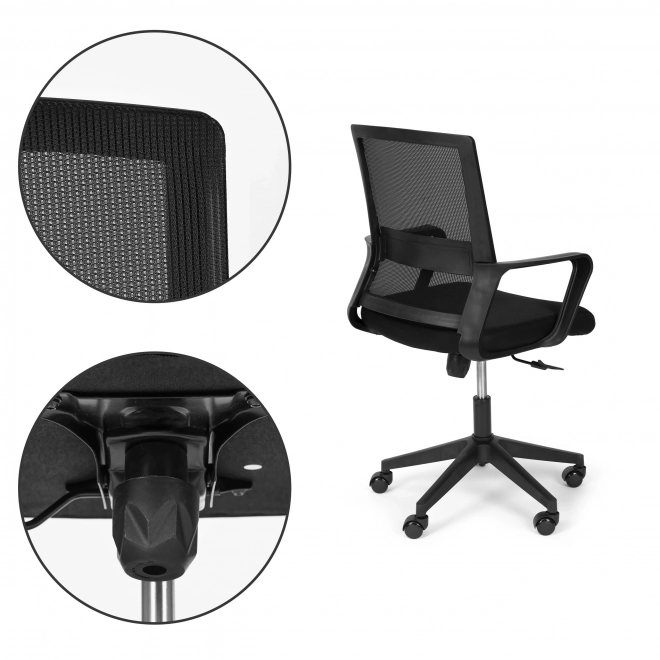 Chaise de bureau, pivotante, profilée, hauteur réglable, noire, ModernHome