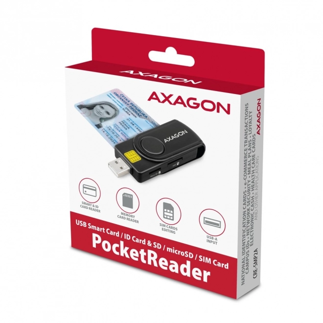 Axagon Taschenleser für Smartcards, SD/microSD/SIM Karten