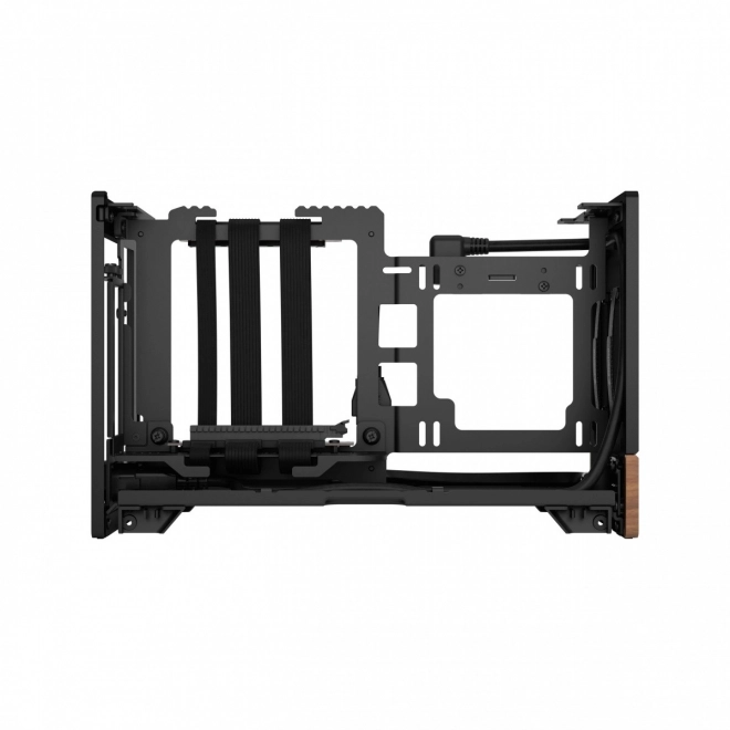 Elegante zwarte computerset met houten basis