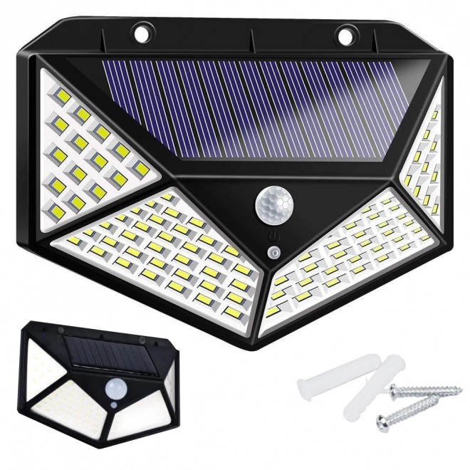 Zonnelamp met 100 LED en schemerings bewegingssensor