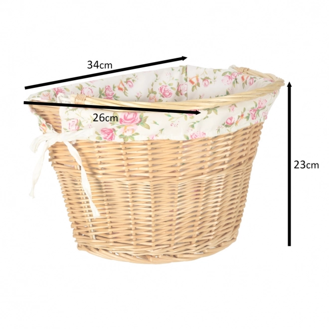 Wicker fietsbak met bloemeninleg