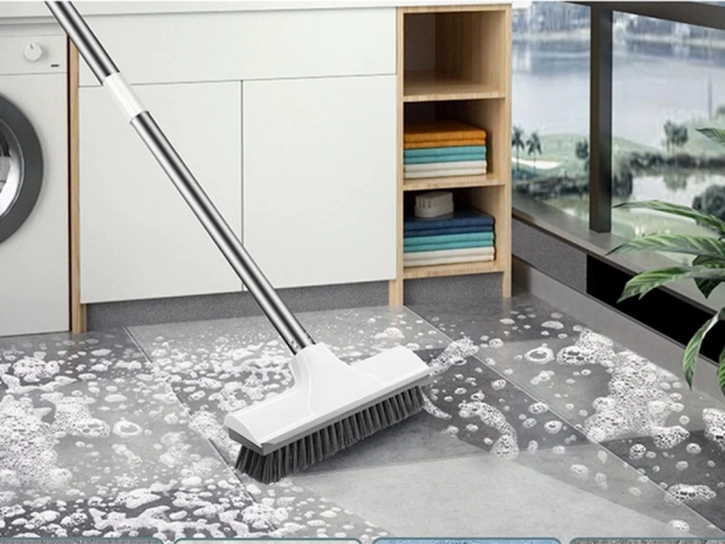 Floor Scrubbing Brush with Water Squeegee