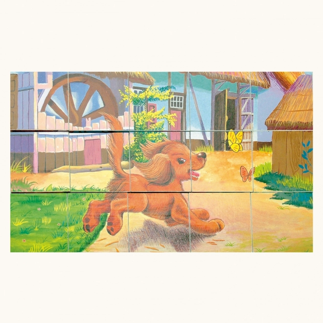 Cubes en bois Bino animaux domestiques 15 pièces