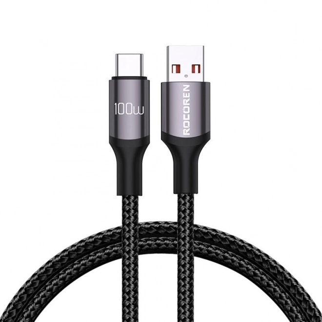 Sneloplaadkabel Rocoren USB-A naar USB-C Retro Series 2m grijs