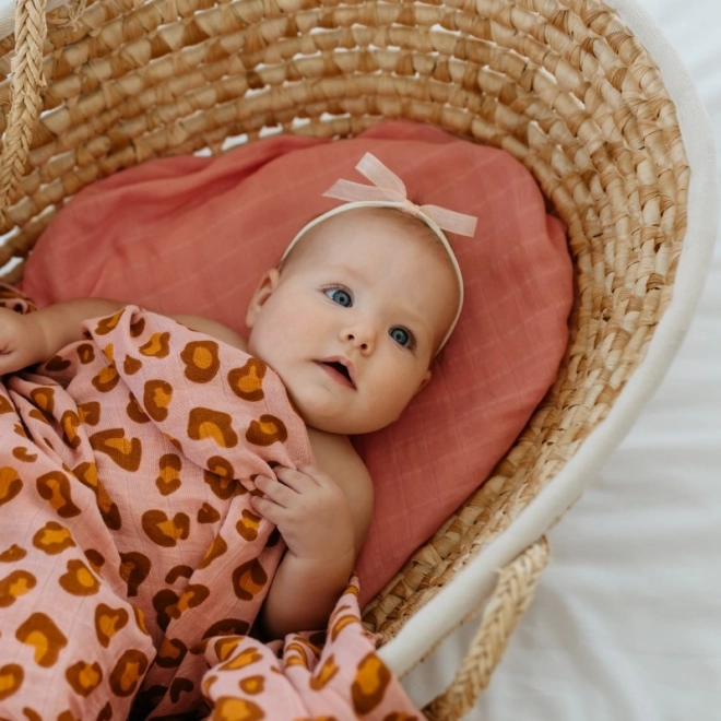 Tommy Lise Katoenen Mousseline Luier Coral Leopard 120x120 cm