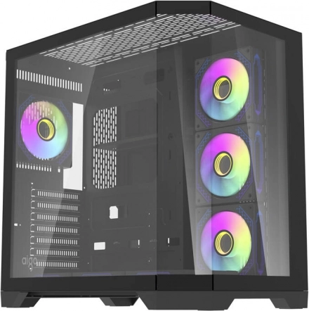 Computerbehuizing Darkflash FT418 Pro met 7 ARGB-ventilatoren (zwart)