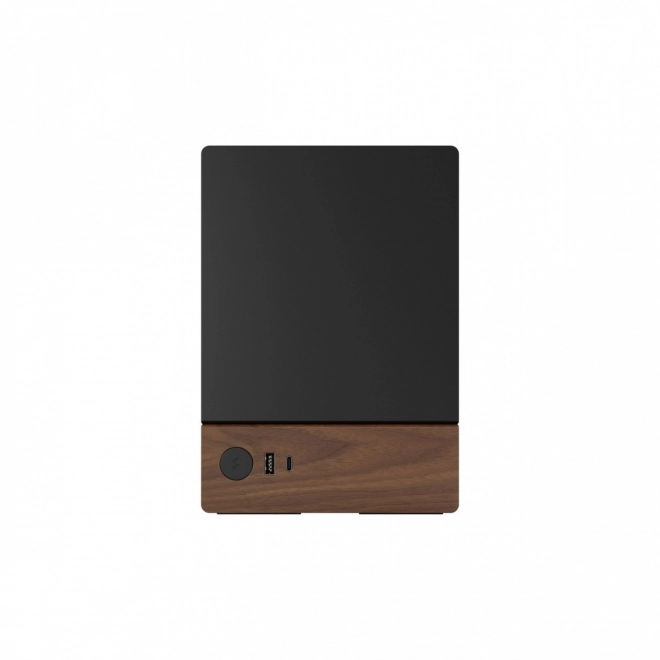 Elegante zwarte computerset met houten basis