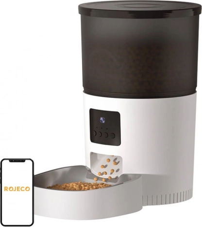 Rojeco distributeur automatique 3 l pour animaux de compagnie avec Wi‑Fi et caméra