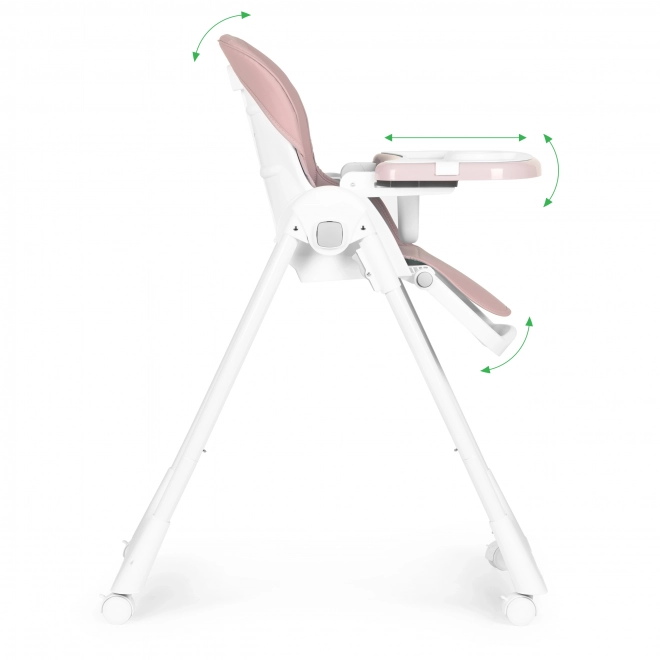 Chaise haute, chaise d'alimentation, réglable en hauteur, sangles en éco-cuir, double plateau rose