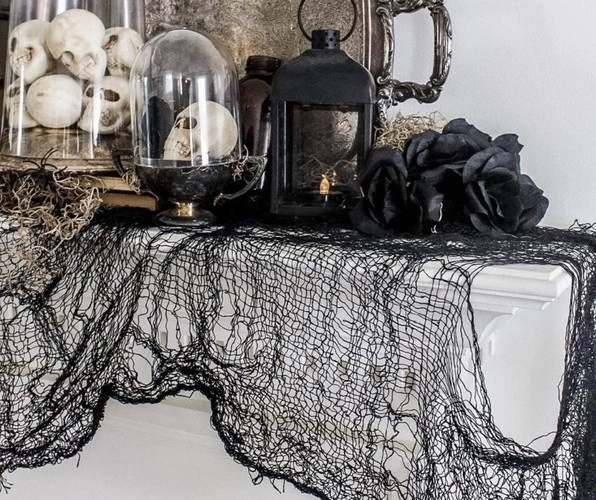 Halloweendecoratie spinnenweb 198 x 76 cm