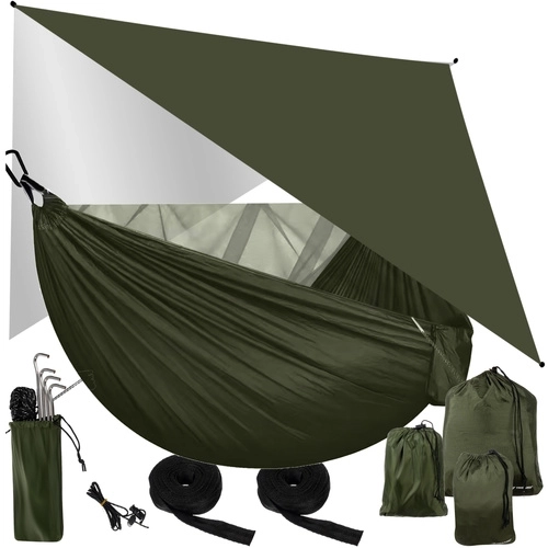 Toeristische hangmat met muskietennet en zeil 260x140 cm