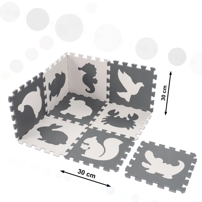 Contrasterende schuimpuzzel met dieren - 9 stuks