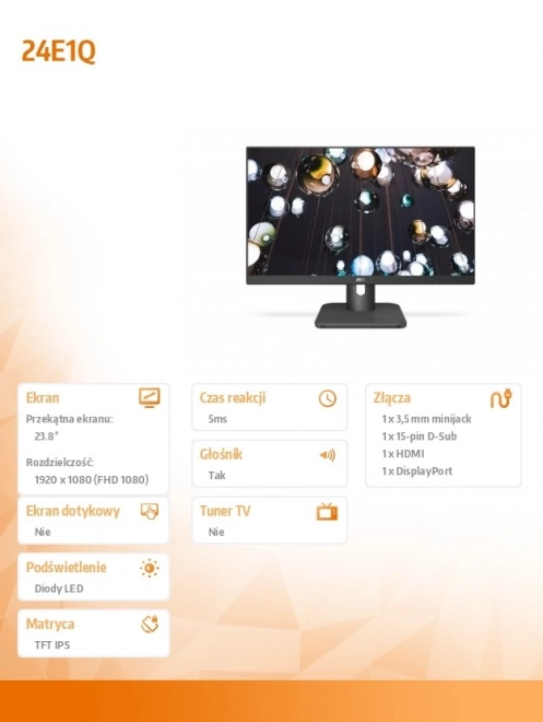 Moniteur AOC 23,8 IPS avec DP et HDMI
