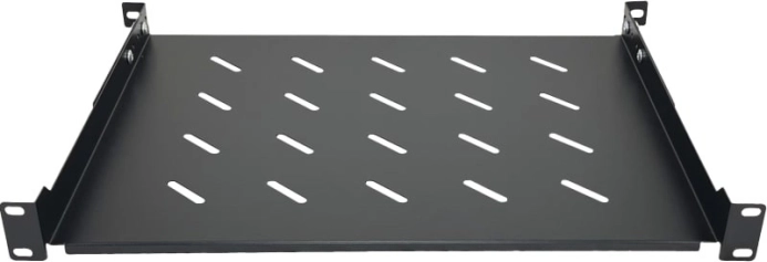Fixed 19" rack shelf 1U, depth 350 mm, black