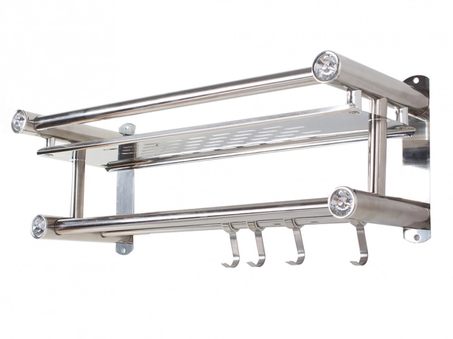 Hangende organisator voor de badkamer met zilveren planken