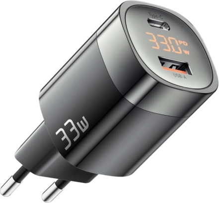 Netlader ESSAGER GaN 33W met USB‑C en USB‑A (zwart)