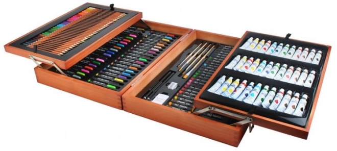 Grote set in houten koffertje voor kleine schilders 174 stuks