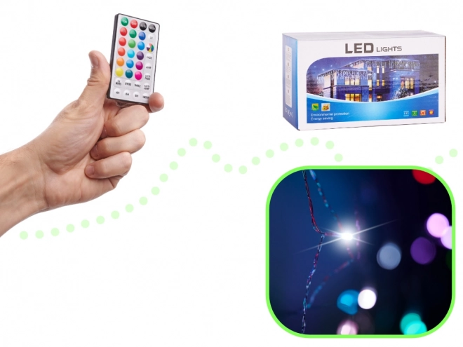 LED gekleurde gordijn met lantaarns - 3 m, 200 LED