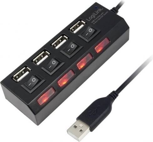 USB-hub 2.0 met poortschakelaars LOGILINK