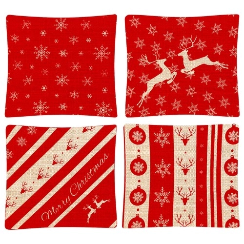Decoratieve kerstkussenhoezen 40x40 cm - set van 4 stuks