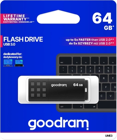 usb-flashstation goodram ume3 64 gb usb 3.0 zwart