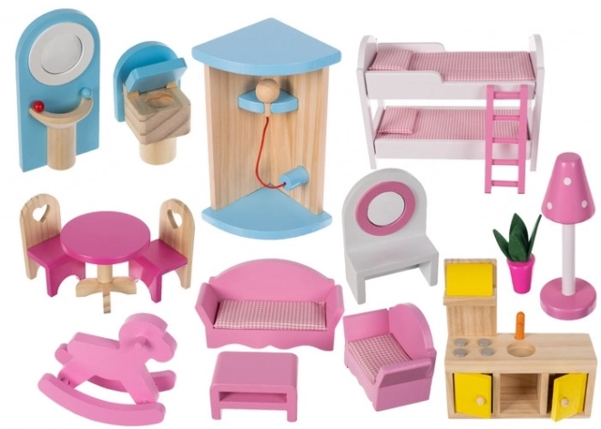 Houten poppenhuis met meubels 90 cm