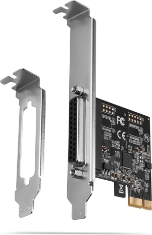 PCIe-Controller mit 1 parallelem LPT-Port (DB25) mit Low-Profile- und Standardblende