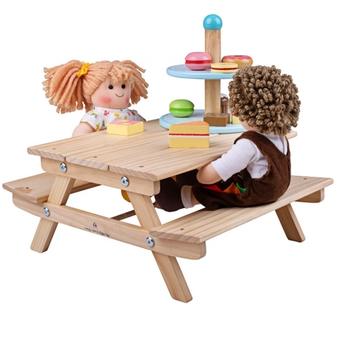 Houten picknickbankje voor poppen Bigjigs Toys