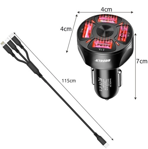 4x USB autolader + Xtrobb 19907 kabel