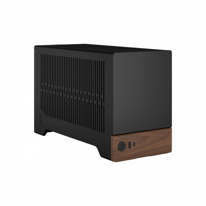 Elegante zwarte computerset met houten basis