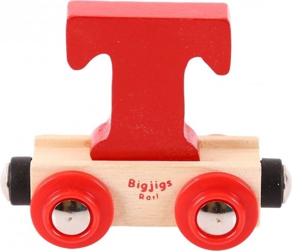 Wagon pour train en bois avec la lettre T