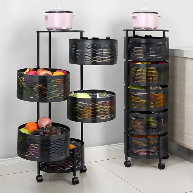 Keuken plank organizer met draaibare planken, 5 niveaus, metaal, ModernHome
