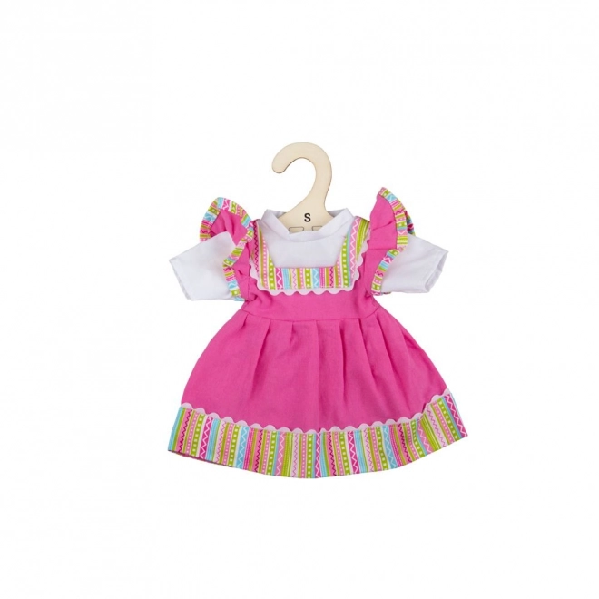 Bigjigs Toys Pink dress with striped trim for doll – 28 cm