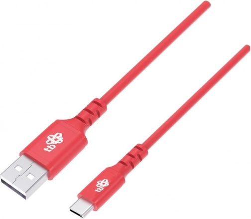 Silicone USB–USB‑C Cable 1 m, Red, Quick Charge
