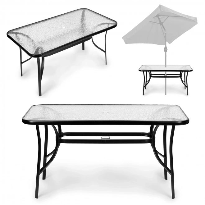 Tuin glazen tafel met parasolgat