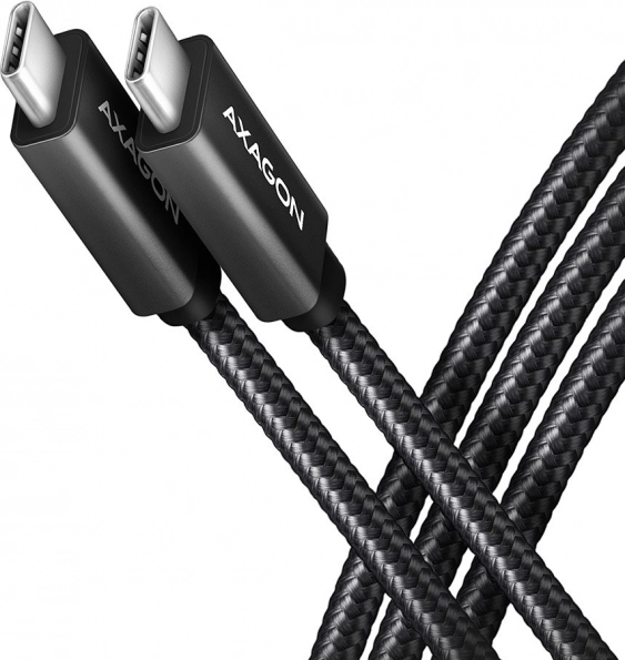 AXAGON USB‑C – USB‑C Cable 3.2 Gen 2, 1 m, PD 100 W, 5 A, 4K, aluminum, braided, black