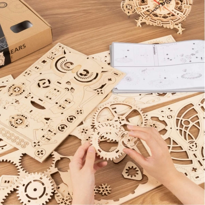 3D houten mechanische puzzel Uilen Klocken