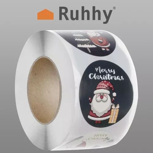 Kerststickers - rol 500 stuks. Ruhhy 22328