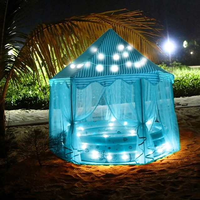 Tente pour enfants hexagonale pour maison/jardin - bleu
