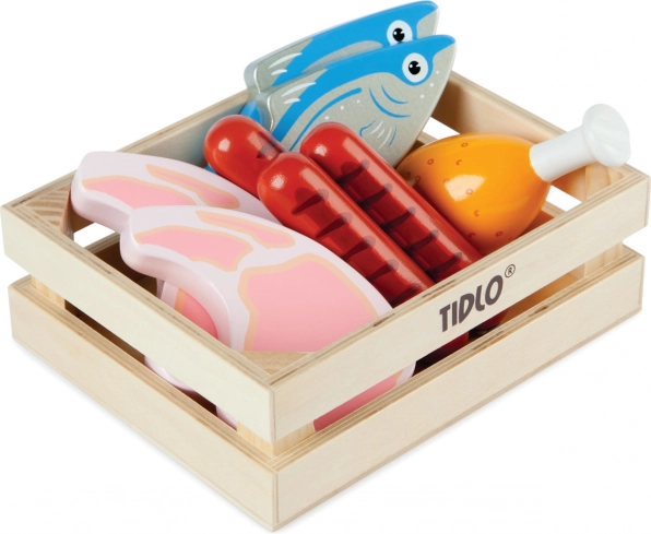 Tidlo Holz-Kiste mit Fleisch und Fisch