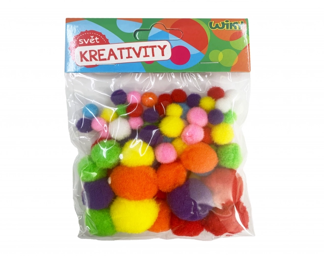 Pom pom mix in maten, 80 stuks