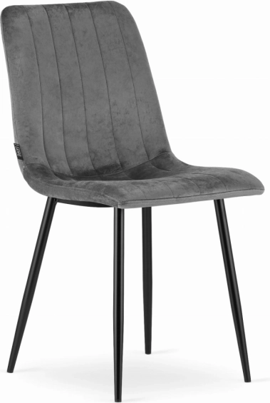 Gestoffeerde stoelen 4 stuks – donkergrijze fluweel, metalen poten