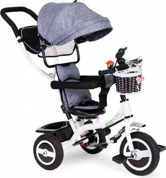 Tricycle pour enfant avec auvent pivotant et roues résistantes ECOTOYS