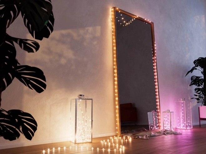 Slimme decoratieve lichtsnoeren USB-C (Candies) 100 LED RGB, kaarsen, groene kabel, 6 m