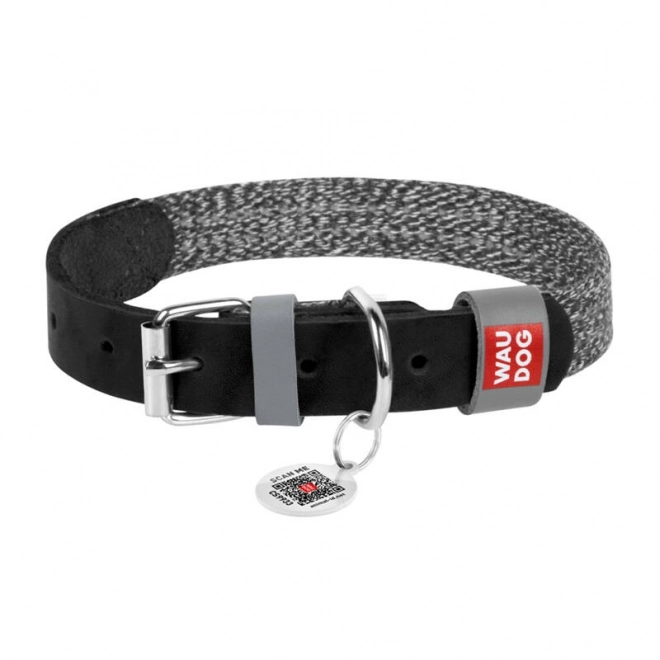 Dog collar with QR code by Waudog in black