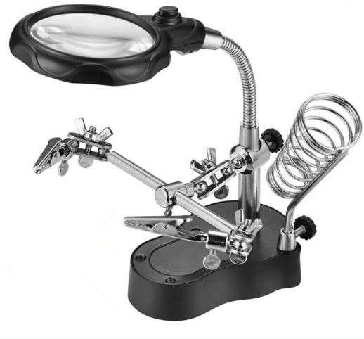 Derde hand met loep en LED-verlichting
