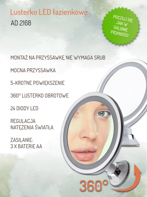 Miroir cosmétique LED Adler AD 2168 avec ventouse